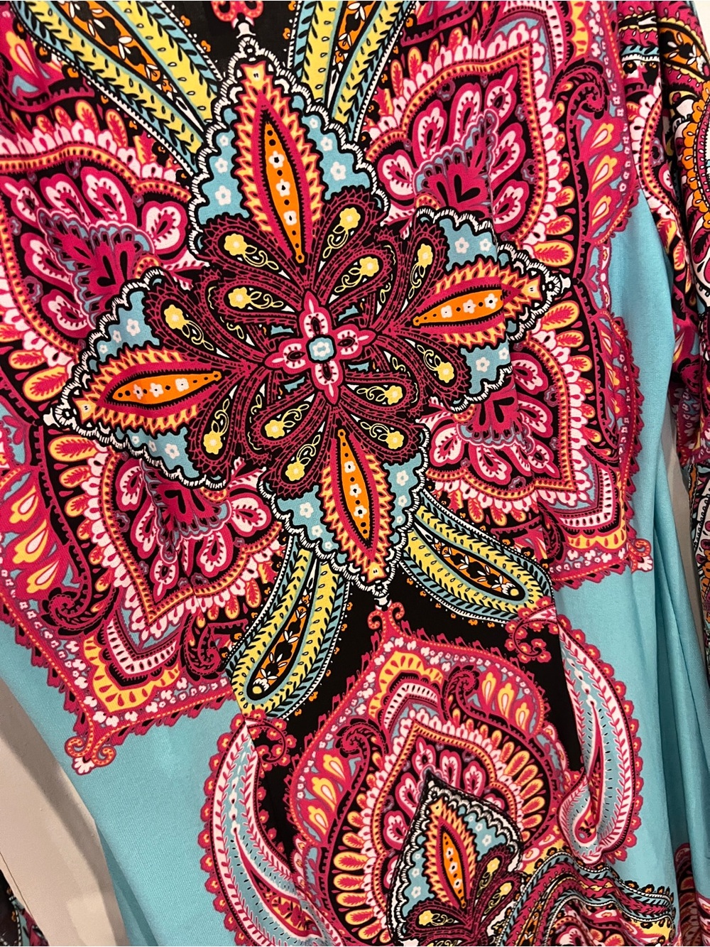 MSK Teal and Pink Paisley Bell-Sleeve Dress - Picture 5 of 8